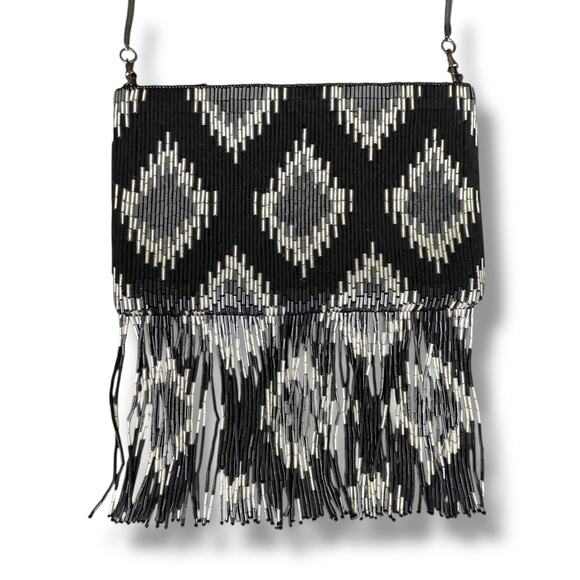 INGE CHRISTOPHER BEADED IKAT FRINGED CROSSBODY - Picture 3 of 8